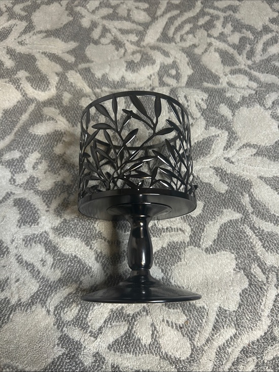 Bath & Body Works Other - Bath & Body Works Black Leaf Cutout Pedestal Candle Holder